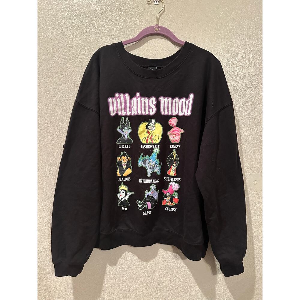 Disney Villains Moods Portrait Black Crewneck Sweatshirt XXXL